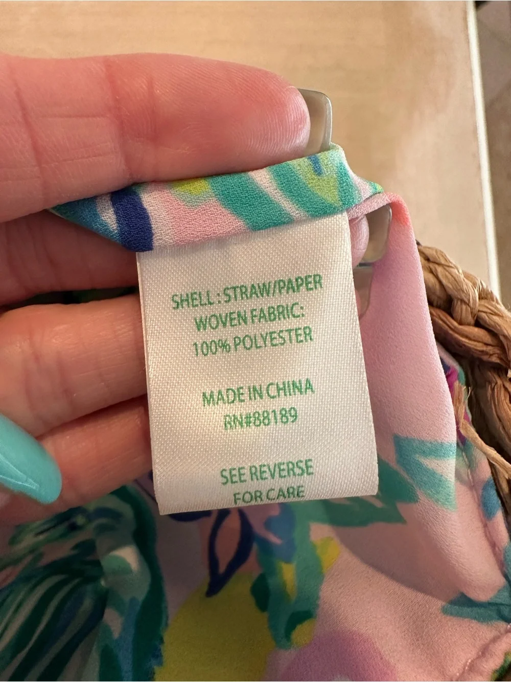 Lilly Pulitzer Straw Tote with Pink & Teal Floral Scarf